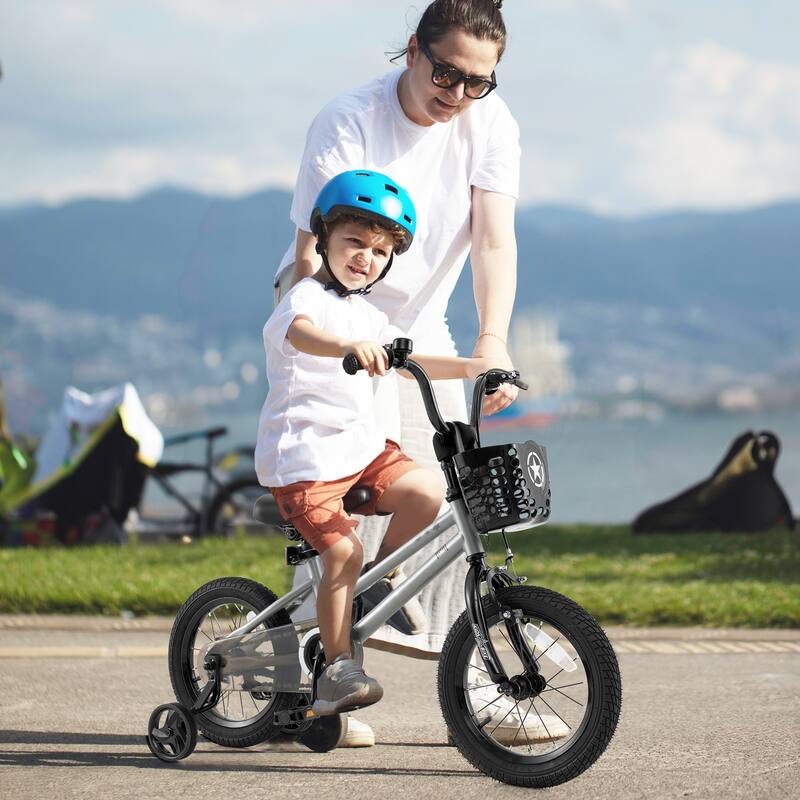 Kids Bike with Basket Adjustable Seat and Training Wheels