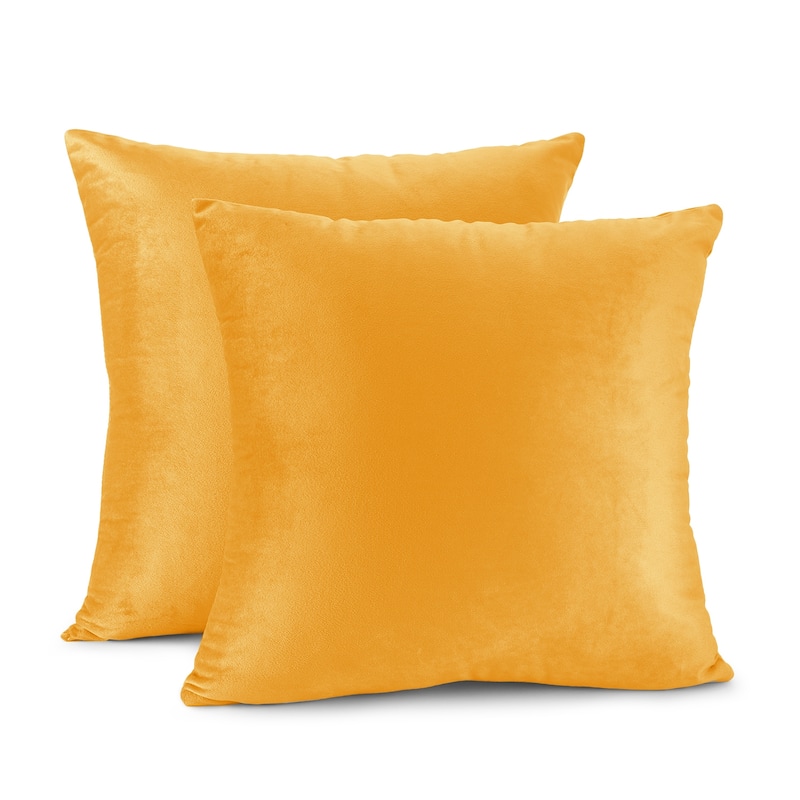 Porch & Den Cosner Microfiber Velvet Throw Pillow Covers (Set of 2) - 20" x 20" - Orange
