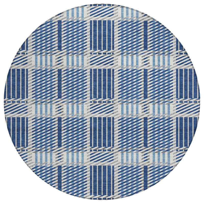Machine Washable Indoor/ Outdoor Geometric Stripe Chantille Rug