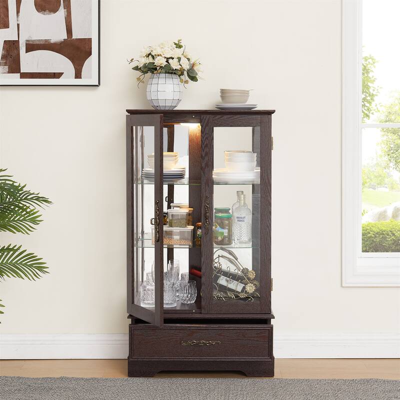 Curio Display Cabinet with Adjustable Glass Shelves