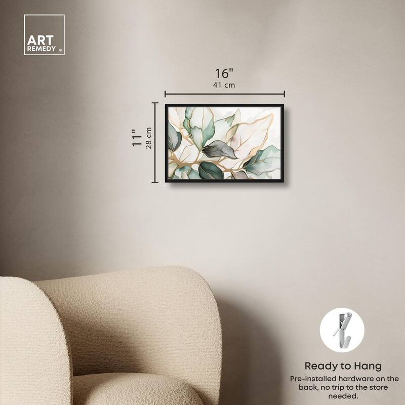 Golden Veined Leaves II Canvas by Art Remedy