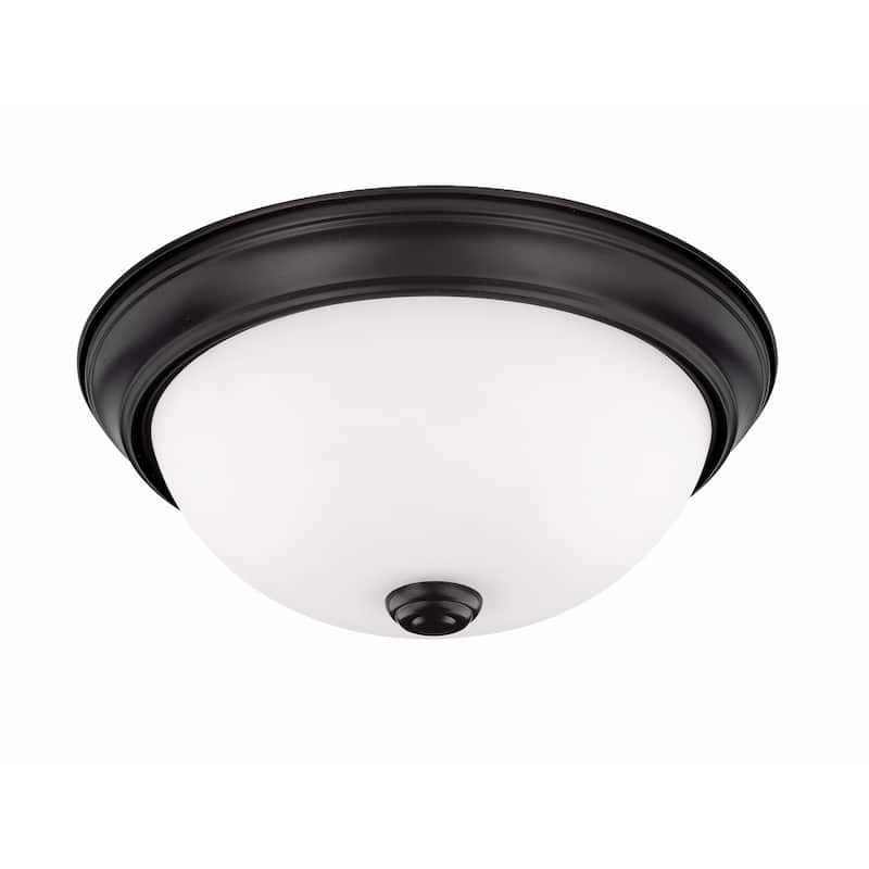 2- light Flush Mount Fixture - Matte  Black