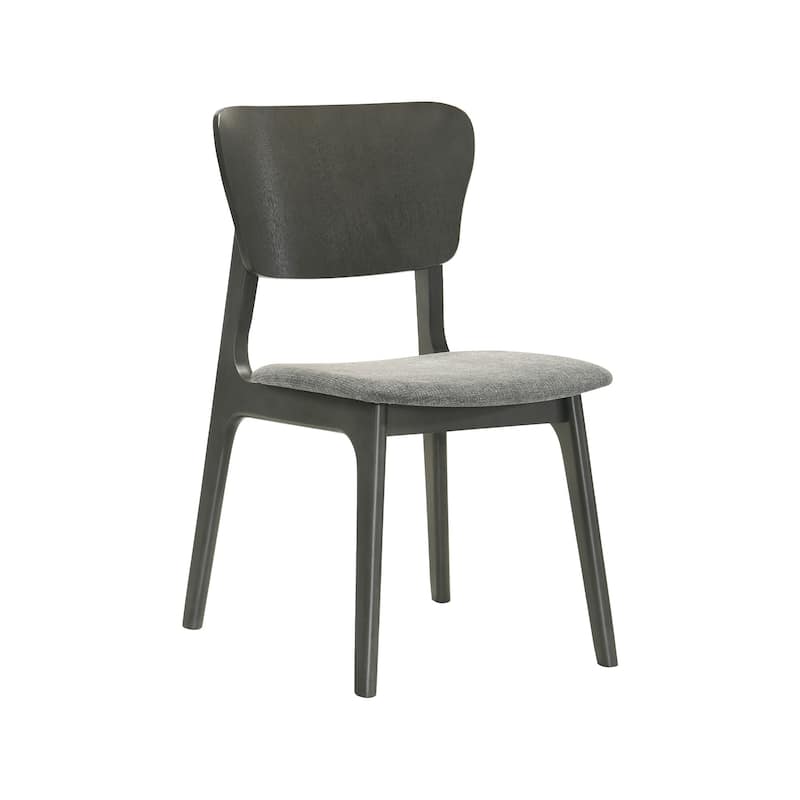Kalie 24 Inch Dining Chair Set of 2, Curved Legs, Padded Fabric Seat, Gray