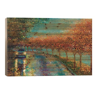 Lake Washington Boulevard Print On Wood by Iris Scott - Multi-Color