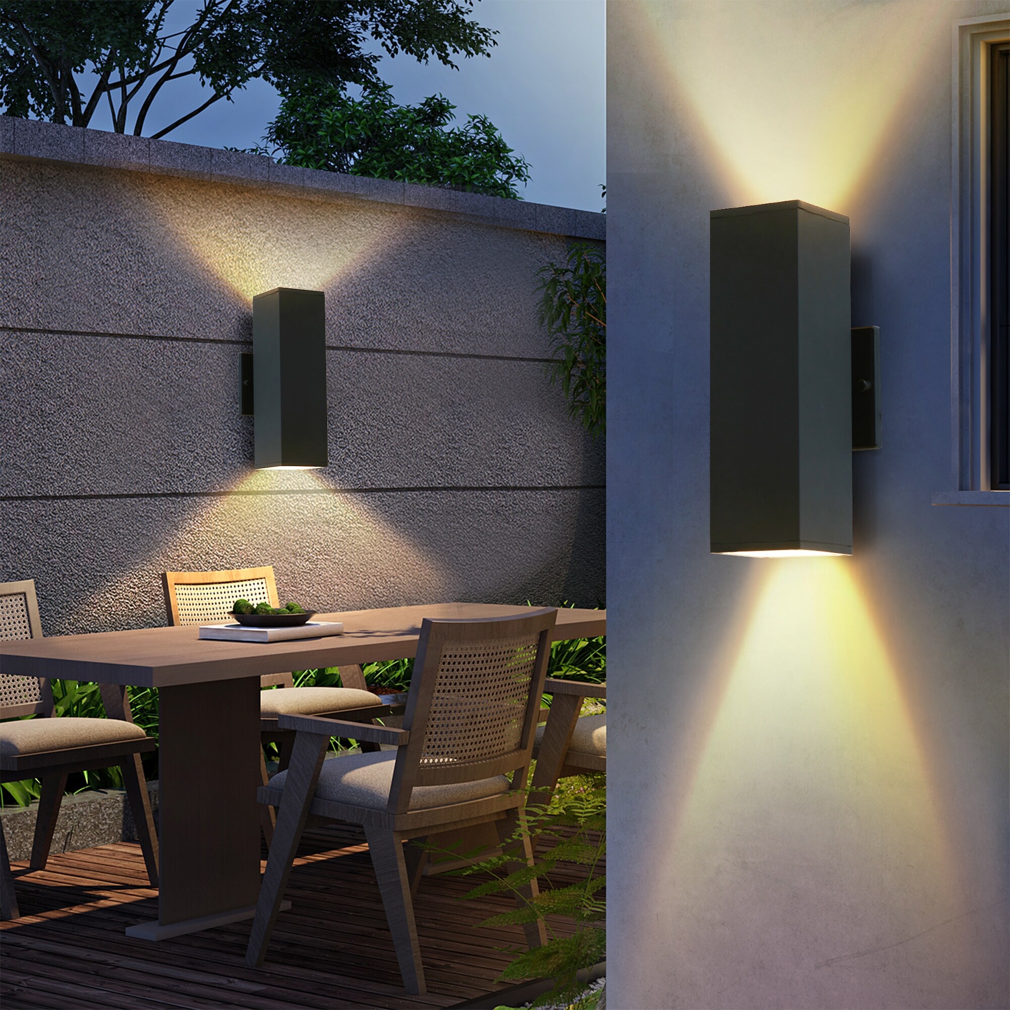 thumbnail image 2 of Lacasa 2 Pack Solar Wall Lights Outdoor, IP65 Waterproof Solar Sconce Lights With 2 Modes Dusk To Dawn LED Post Lights, Porch Wall Lanterns Security 2 of 12