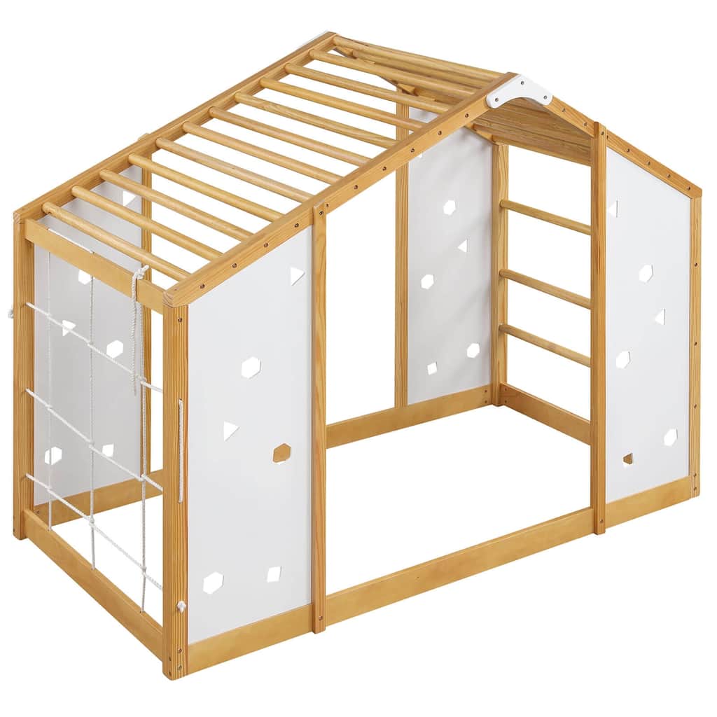 Costway Twin Size Climbing Bed, 2-in-1 Montessori Floor Bed with