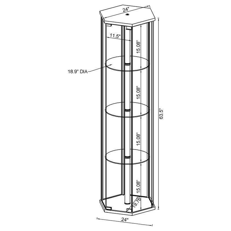 Zahavah 4-shelf Hexagonal Clear Glass Curio Cabinet
