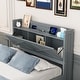 preview thumbnail 12 of 16, Full Size Wooden Bed w/ Storage Headboard w/ Outlets, Extendable Bed with Twin Size Trundle w/ Three Storage Drawers,White