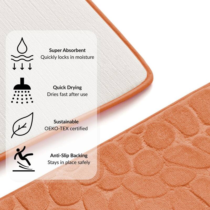 Memory Foam Runner Bath Mat Pebble Design 48x18 - Copper