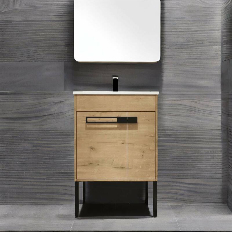 Imitative Oak 30 Inch Freestanding Bathroom Vanity With Sink - Imitative Oak