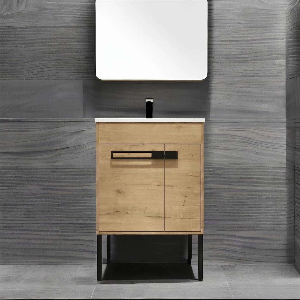 Imitative Oak 30 Inch Freestanding Bathroom Vanity With Sink
