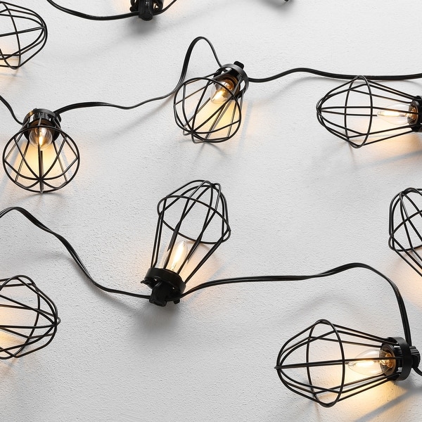 slide 2 of 6, SAFAVIEH Lighting Ellina 10 FT Led Outdoor String Lights - Black