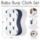 preview thumbnail 6 of 4, Woodland Deer Collection Absorbent Burp Cloths (3 Pack Set) - Navy Blue and White Forest Animal Stag Antler
