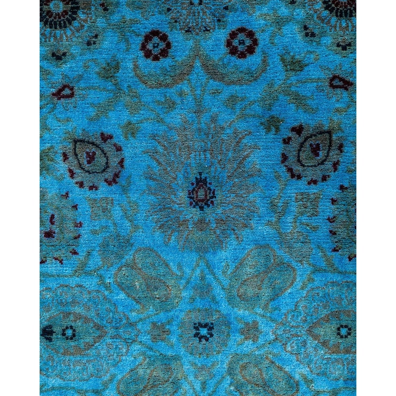Fine Vibrance One-of-a-Kind Hand-Knotted Runner Rug - Blue, 2' 6" x 11' 1" - 2' 6" x 11' 1"