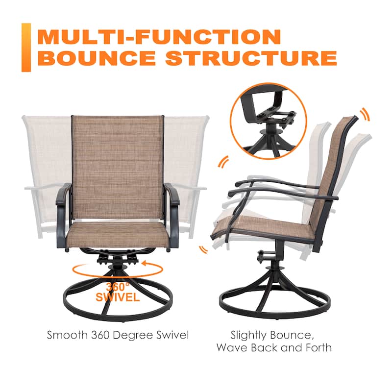 Outdoor 2-Piece Patio Swivel Chair Set, Textilene Fabric, Iron Frame