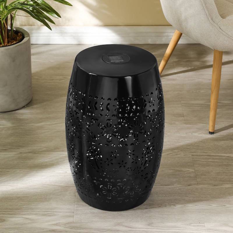 Danya Indoor/Outdoor Iron Side Table with Solar Powered Light and Built-In Battery by Christopher Knight Home