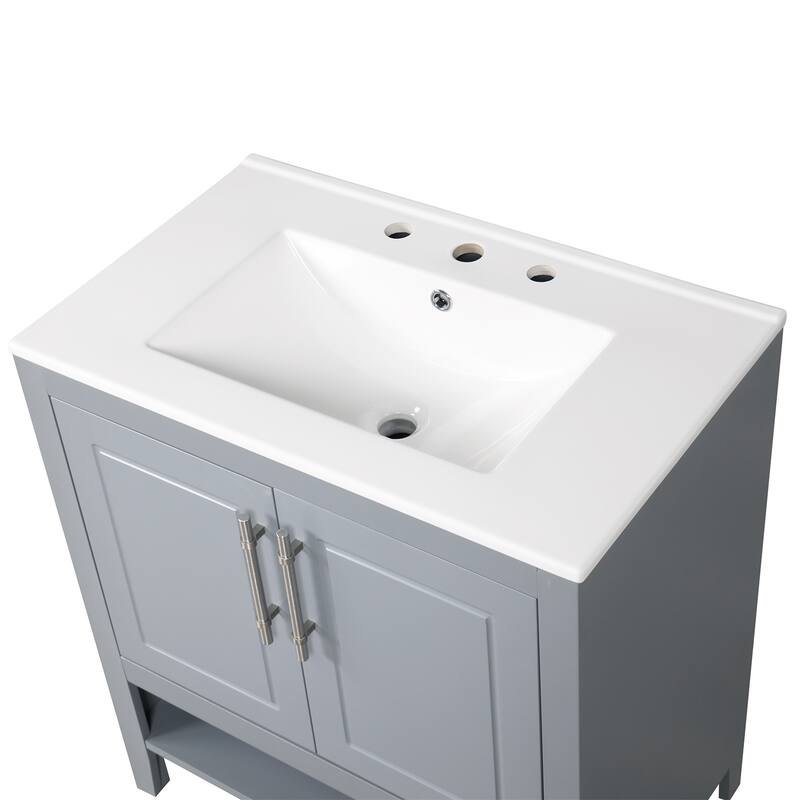 30" Bathroom Vanity with Sink Bathroom Cabinet with Doors and Drawers and shelve