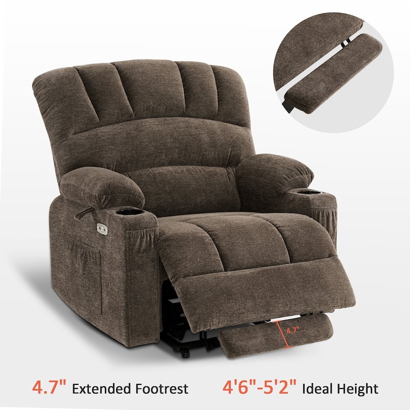 MCombo Recliner Chair Sofa with Massage and Heat for Big Elderly People,Fabric R7093(Small-Wide)