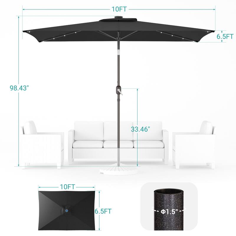 BONOSUKI LED 10 x 6.5ft Outdoor Umbrellas Patio Market Table Umbrellas