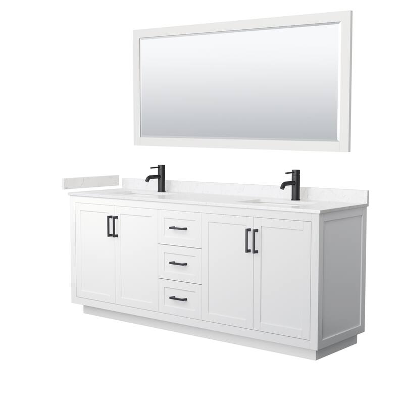 Miranda Double Vanity Set, Cultured Marble Top, 70-Inch Mirror
