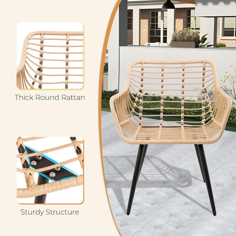 5-PC Wicker Outdoor Sofa Set, 2 Chairs, 2 Ottomans, 1 Table