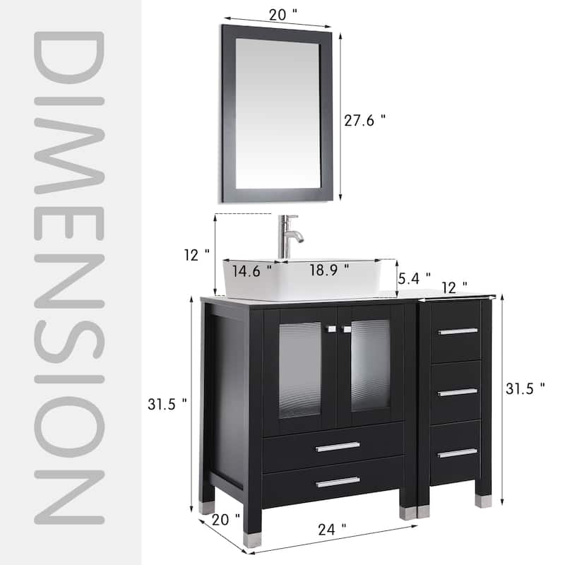 36" Bathroom Vanity with Sink Set Side Cabinet