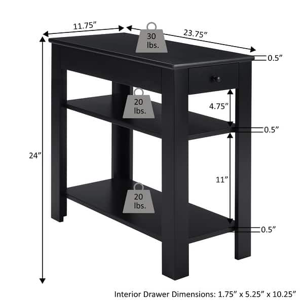 dimension image slide 0 of 2, Convenience Concepts Designs2Go 1 Drawer Baja Chairside End Table with Shelves