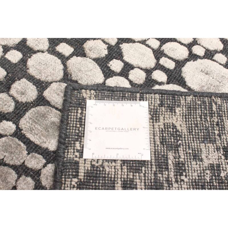 ECARPETGALLERY Hand Loomed Elysian Light Grey Viscose, Wool Rug - 4'11 x 7'0
