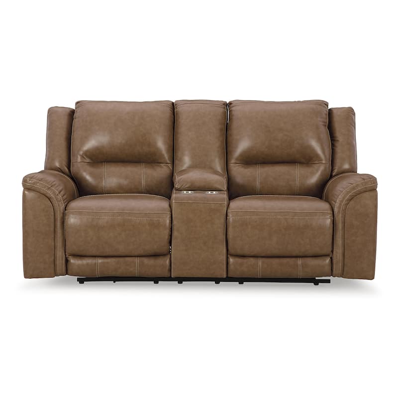 Signature Design by Ashley Trasimeno Caramel Power Reclining Loveseat with Console - 79" W x 40" D x 42" H