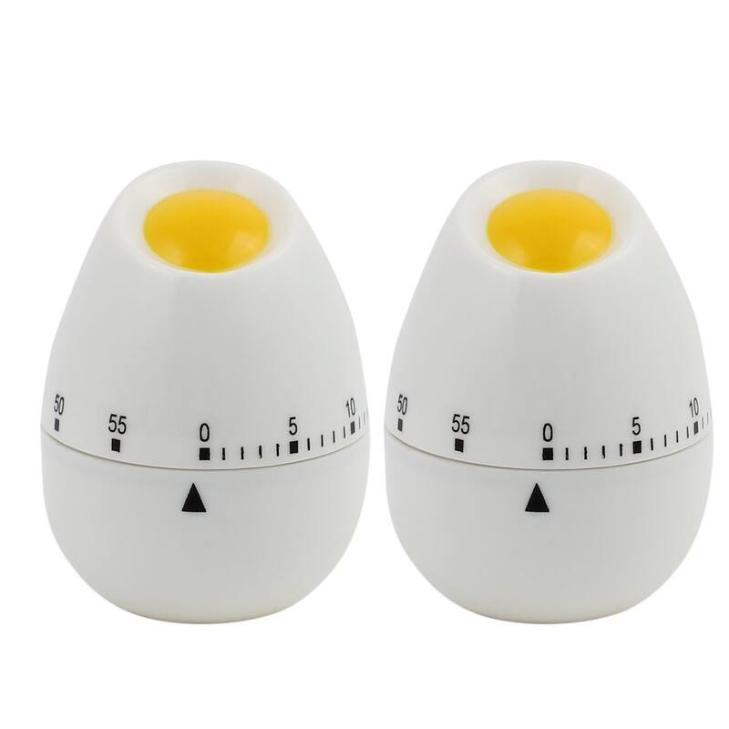 2Pcs 2.2x2.2x3-Inch 60 Minutes Mechanical Kitchen Salted Egg Timers - White