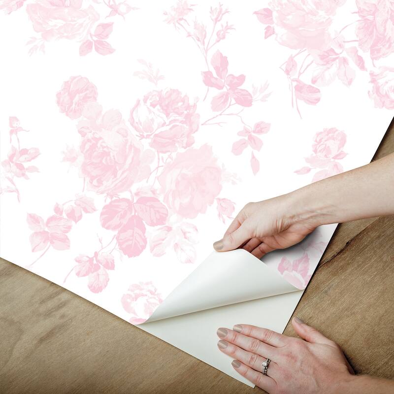 LoveShackFancy Everblooming Rosettes Faded Primrose Peel and Stick Wallpaper