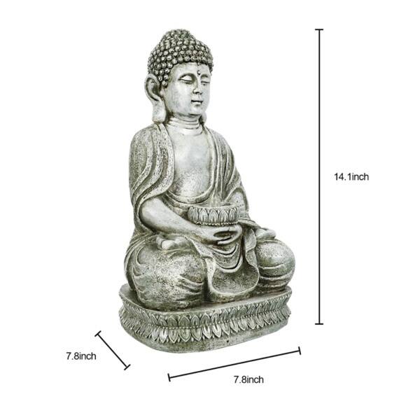 Meditating Sitting Buddha Solar Lights Outdoor Garden Patio Statue ...