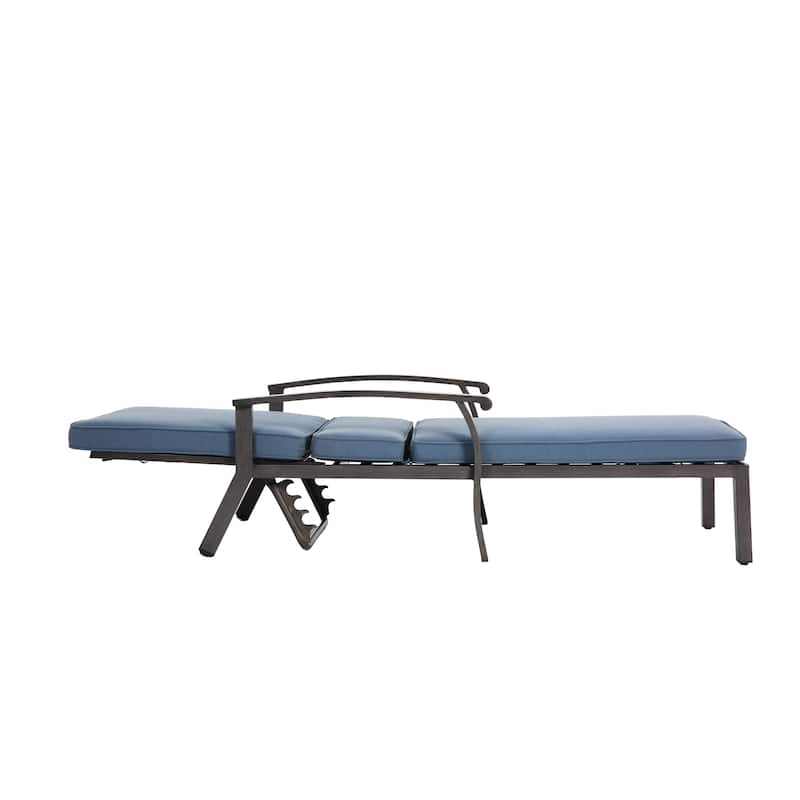 Aluminium Cast Lounge Chair, Adjustable Reclining Rust-Resistant Aluminum Cast Poolside Chaise Lounge