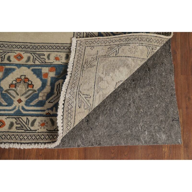 Blue Tabriz Vintage Persian Area Rug Handmade Traditional Wool Carpet - 9'7" x 12'8"