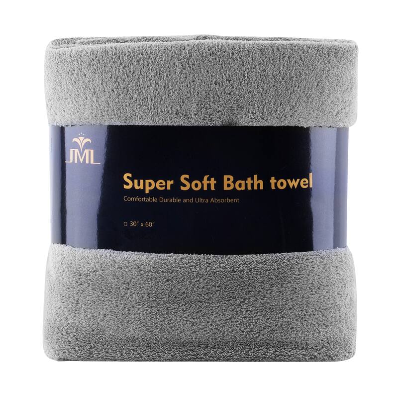 350GSM Softest Plush Fleece Towel Set Highly Absorbent Towels with Loop - Grey
