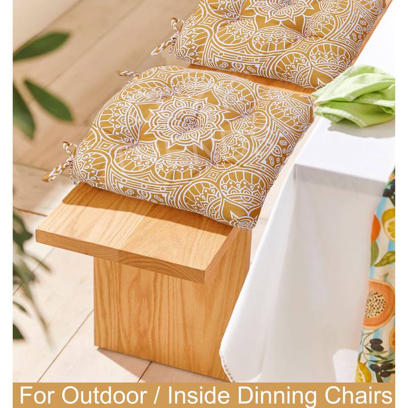 Indoor/Outdoor Chair Seat Cushion, Tufted, Weather, and Fade Resistant, 19" x 19"