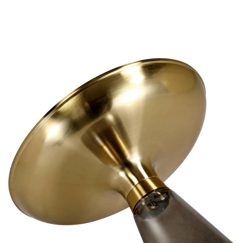 19-Inch Side Table Round Glass Tabletop End Table with Gold Iron Rim and Glass Base