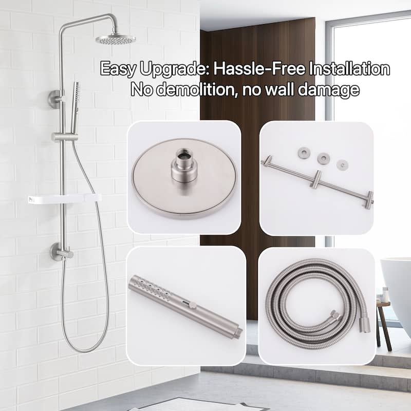 Modland 4-Way Exposed Retrofit Shower System with Rainfall & Handheld, Easy Install in Black/Nickel/Chrome