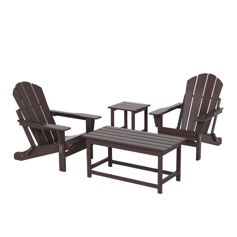 Laguna Hdpe All Weather Outdoor Patio Foldable Adirondack Chairs Conversation Set (4-Piece Set)