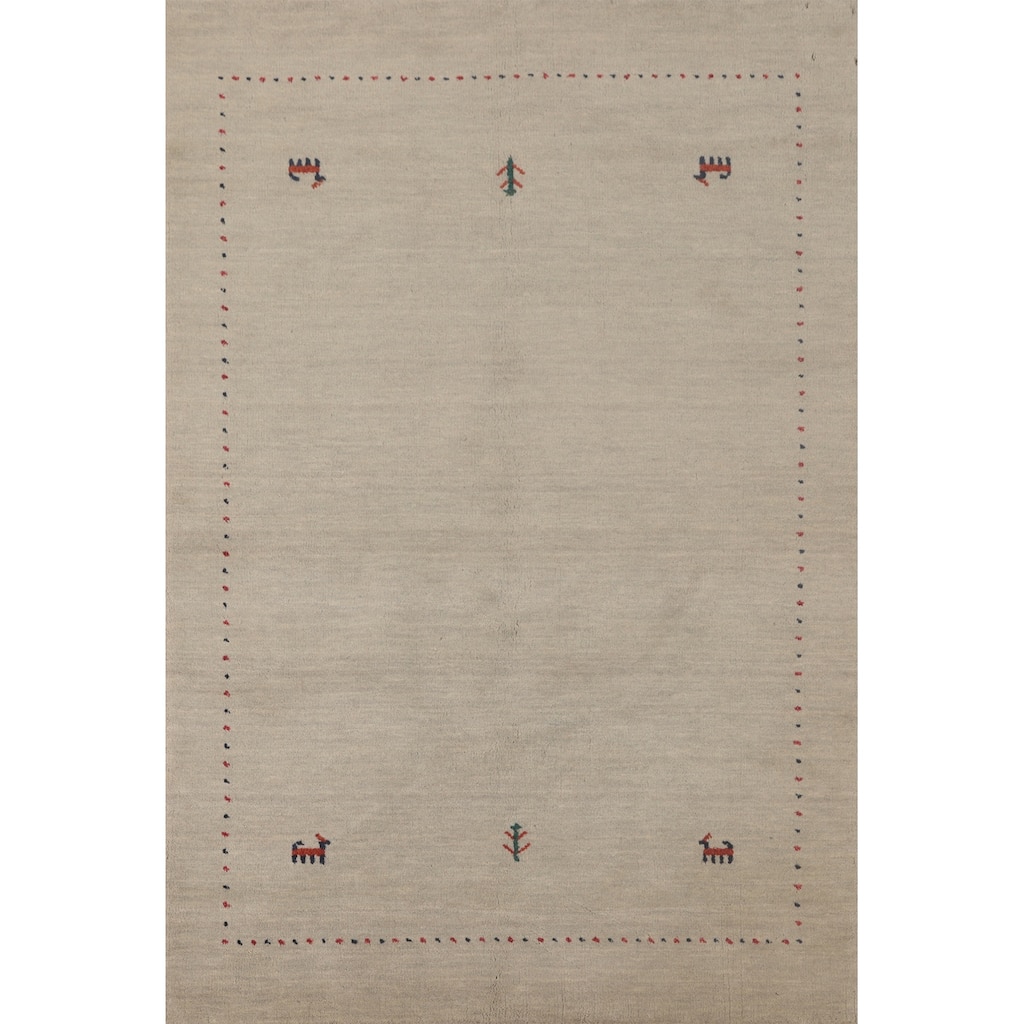 Tribal Gabbeh Accent Rug Hand-Knotted Wool Carpet - 3'11"x 6'0"