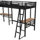 preview thumbnail 12 of 11, Industrial Design L-shaped Twin Metal Loft Bed with Two Built-in Desks