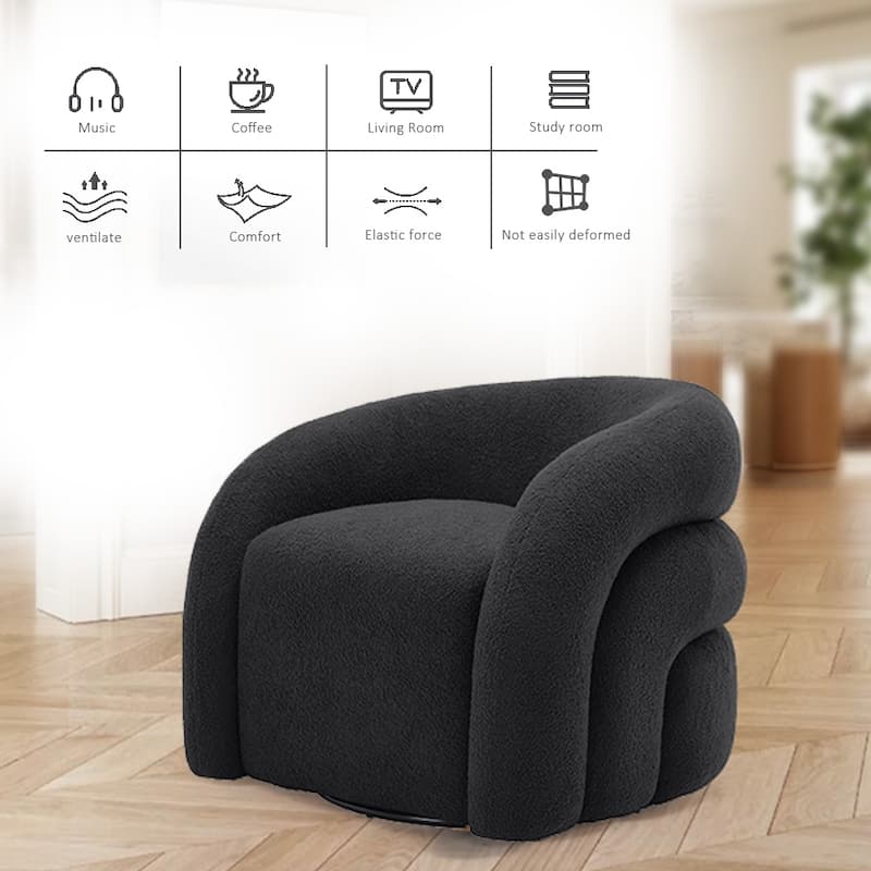Upholstered Boucle Swivel Accent Chair