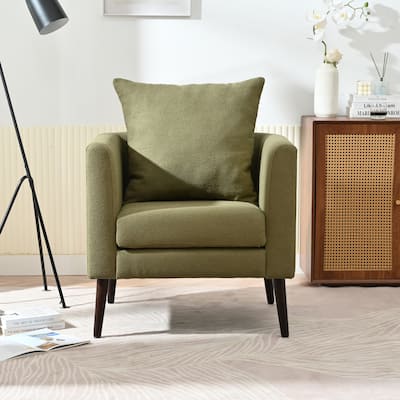 Mid-Century Modern Accent Upholstered Armchair with Pillow