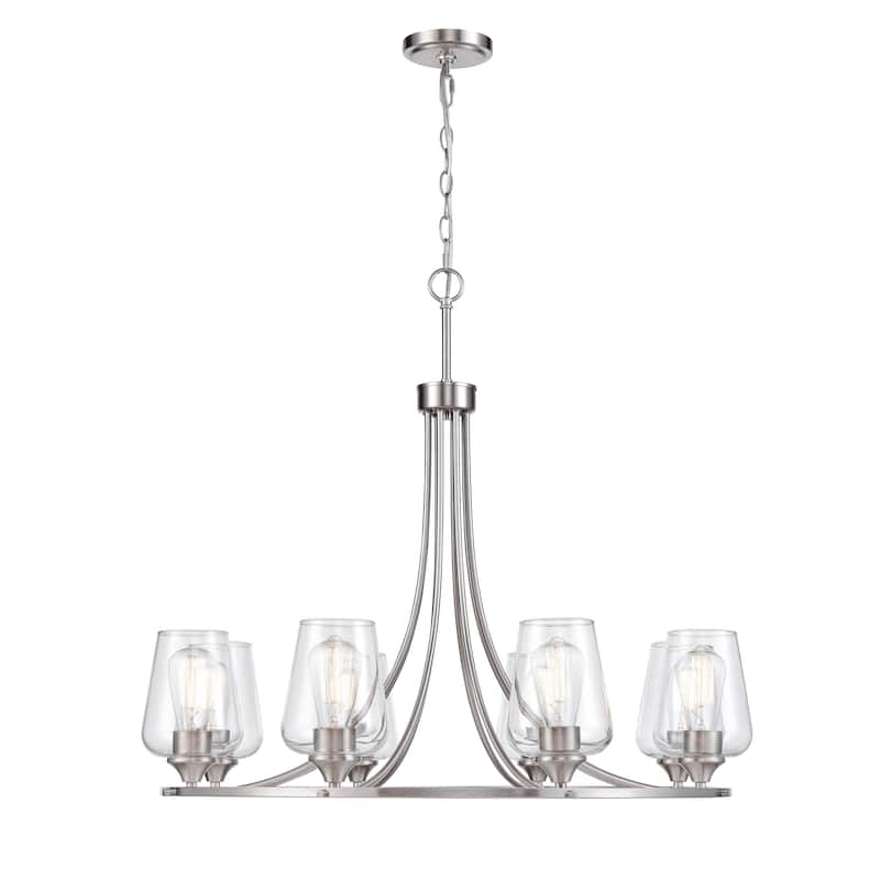 Millennium Lighting Ashford 8 Light Chandelier in Multiple Finishes with Clear Glass Shades - Brushed Nickel