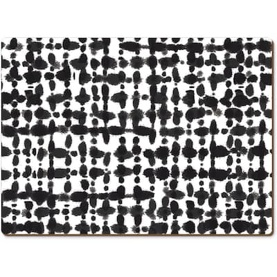 Black Spots Decorative Hardboard Placemats with Protective Cork Backing 4 Pack Heat Tolerant and Easily Wipes Clean