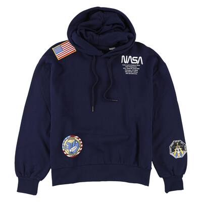 Elevenparis Womens NASA Hoodie Sweatshirt, Blue, Large