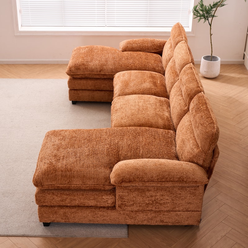 Modern U-shape Chenille Upholstered Sofa with Chaise Multiple Cushions Sectional Couch