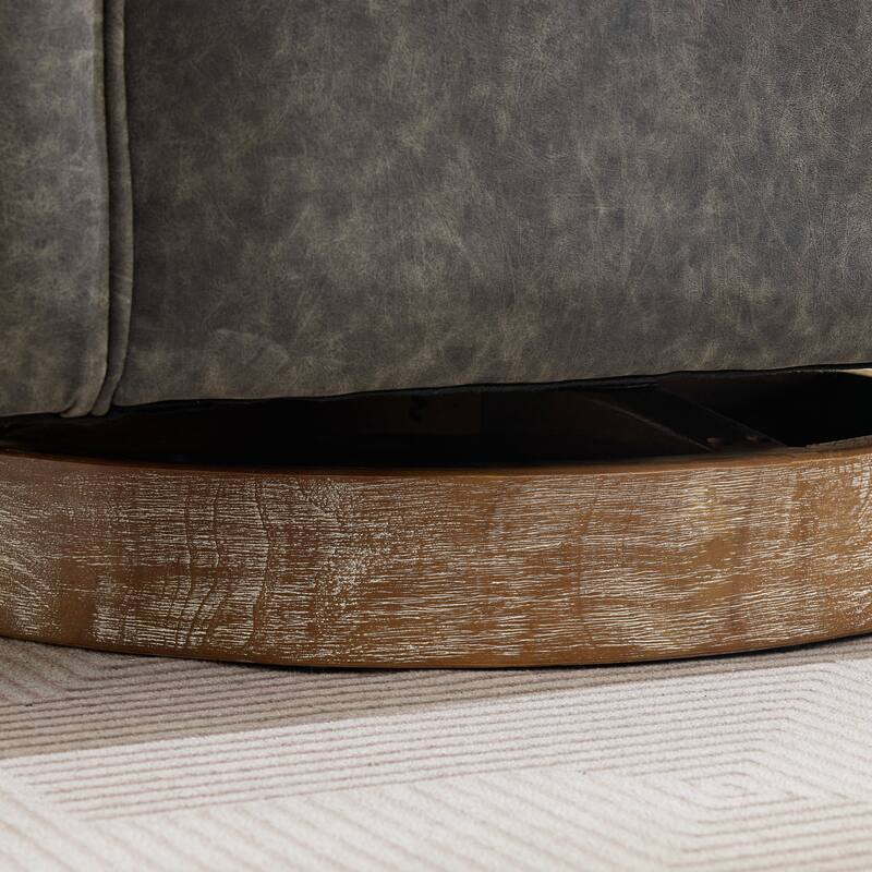 Modern Swivel Chair,PU leather Barrel Chair with Wooden Base and pillow