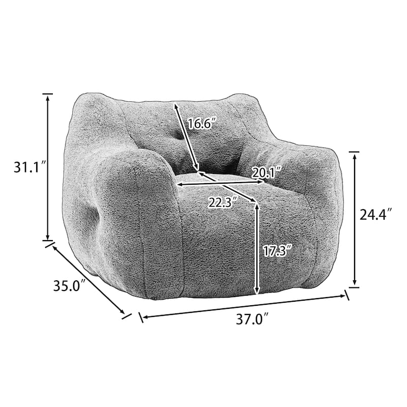 Dark Blue Bean Bag Sofa Chair Leisure Chair Lounge Chair Padded Chair White Arm Chair Accent Chair with Armrest