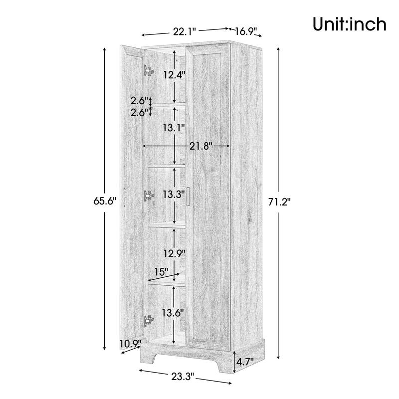 Storage Cabinet with Two Doors & Adjustable Shelf